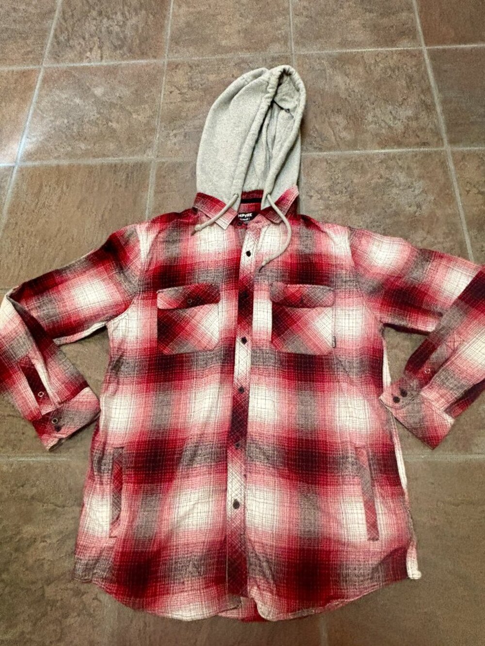 ~~Empyre Plaid Hooded Lined Shacket Jacket Pockets Button Front XL..VGUC!!!!  **